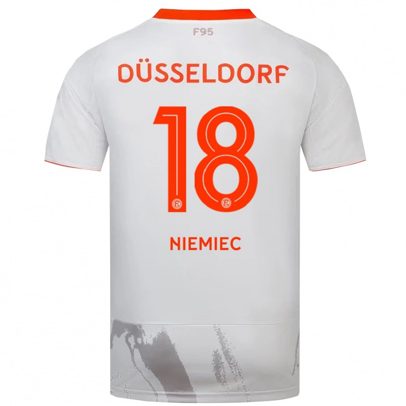 Danxen Niño Camiseta Jona Niemiec #18 Blanco Naranja 2ª Equipación 2025/26 La Camisa