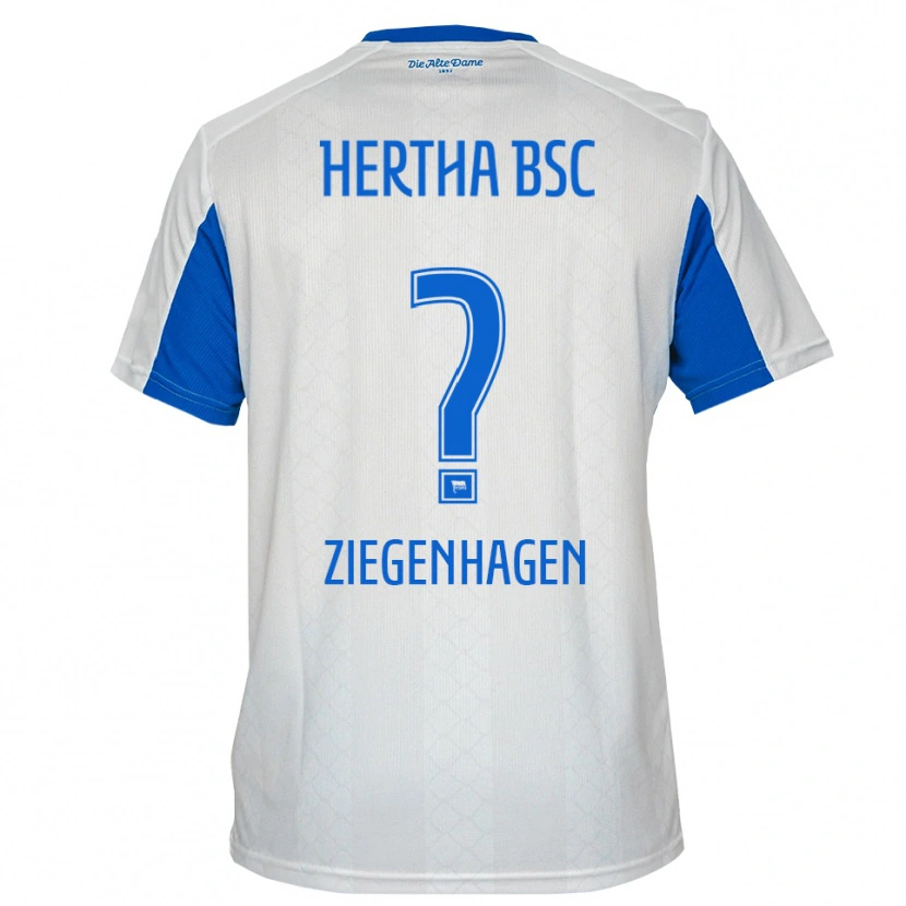 Danxen Niño Camiseta Kevin Ziegenhagen #0 Blanco Azul 2ª Equipación 2025/26 La Camisa