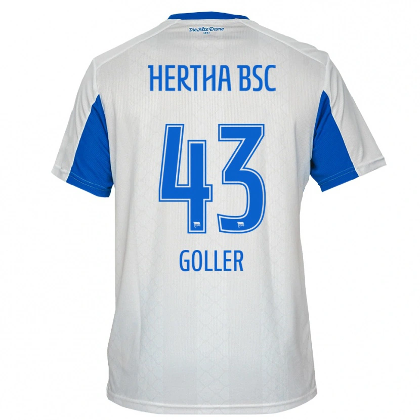 Danxen Niño Camiseta Tim Goller #43 Blanco Azul 2ª Equipación 2025/26 La Camisa