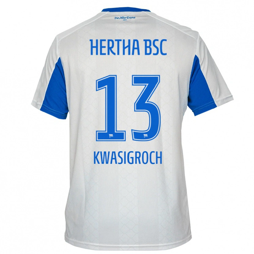 Danxen Niño Camiseta Robert Kwasigroch #13 Blanco Azul 2ª Equipación 2025/26 La Camisa