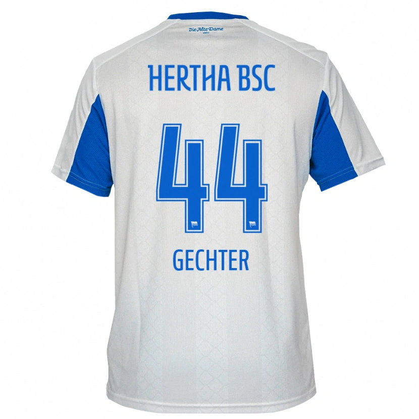 Danxen Niño Camiseta Linus Gechter #44 Blanco Azul 2ª Equipación 2025/26 La Camisa