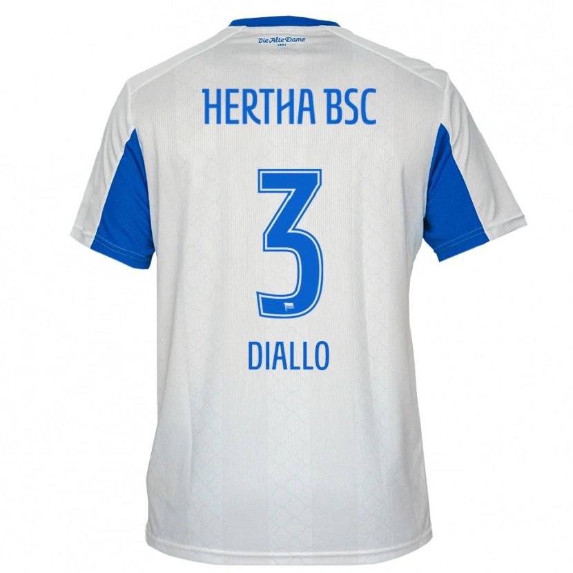 Danxen Niño Camiseta Jerome Diallo #3 Blanco Azul 2ª Equipación 2025/26 La Camisa