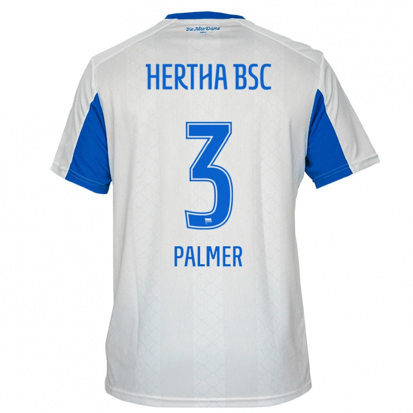 Danxen Niño Camiseta Nelly Palmer #3 Blanco Azul 2ª Equipación 2025/26 La Camisa