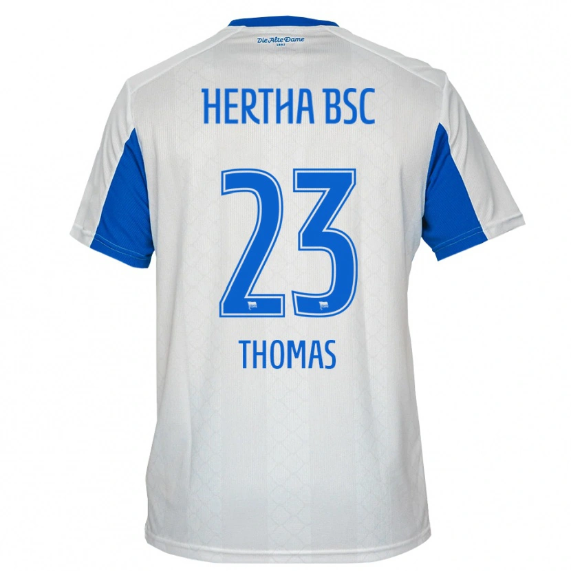 Danxen Niño Camiseta Aaliyah Thomas #23 Blanco Azul 2ª Equipación 2025/26 La Camisa