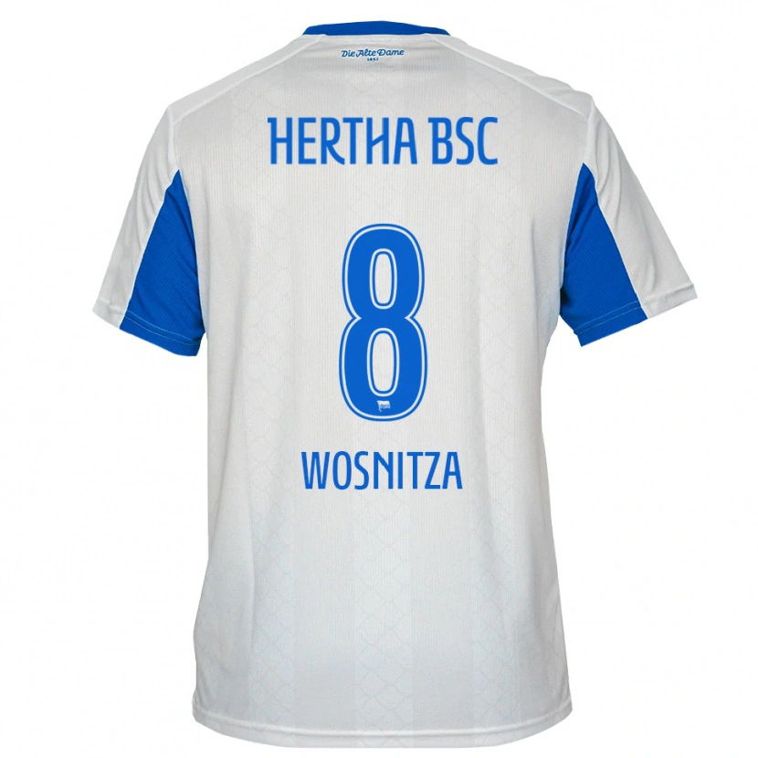 Danxen Niño Camiseta Noah Wosnitza #8 Blanco Azul 2ª Equipación 2025/26 La Camisa