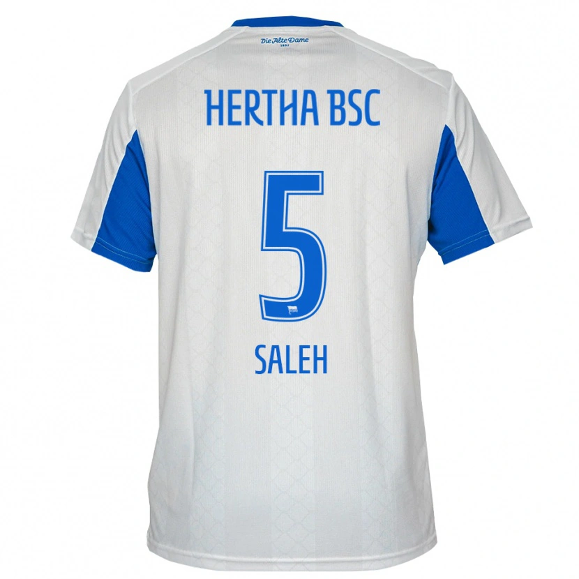 Danxen Niño Camiseta Ibrahim Saleh #5 Blanco Azul 2ª Equipación 2025/26 La Camisa