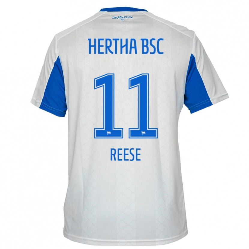 Danxen Niño Camiseta Fabian Reese #11 Blanco Azul 2ª Equipación 2025/26 La Camisa