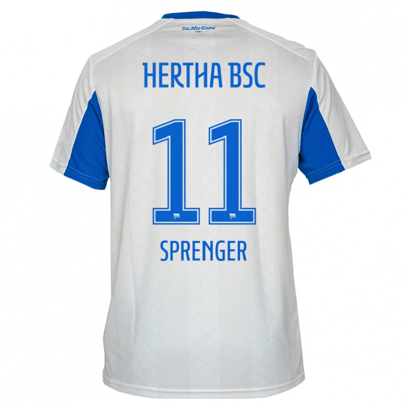 Danxen Niño Camiseta Tiago Sprenger #11 Blanco Azul 2ª Equipación 2025/26 La Camisa
