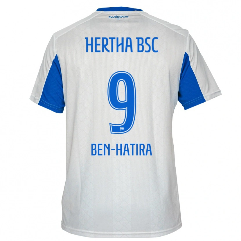 Danxen Niño Camiseta Aslam Ben-Hatira #9 Blanco Azul 2ª Equipación 2025/26 La Camisa
