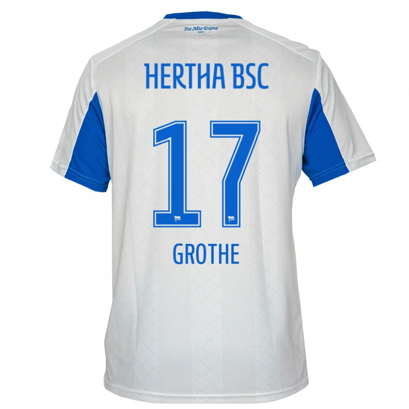 Danxen Niño Camiseta Mayson Grothe #17 Blanco Azul 2ª Equipación 2025/26 La Camisa