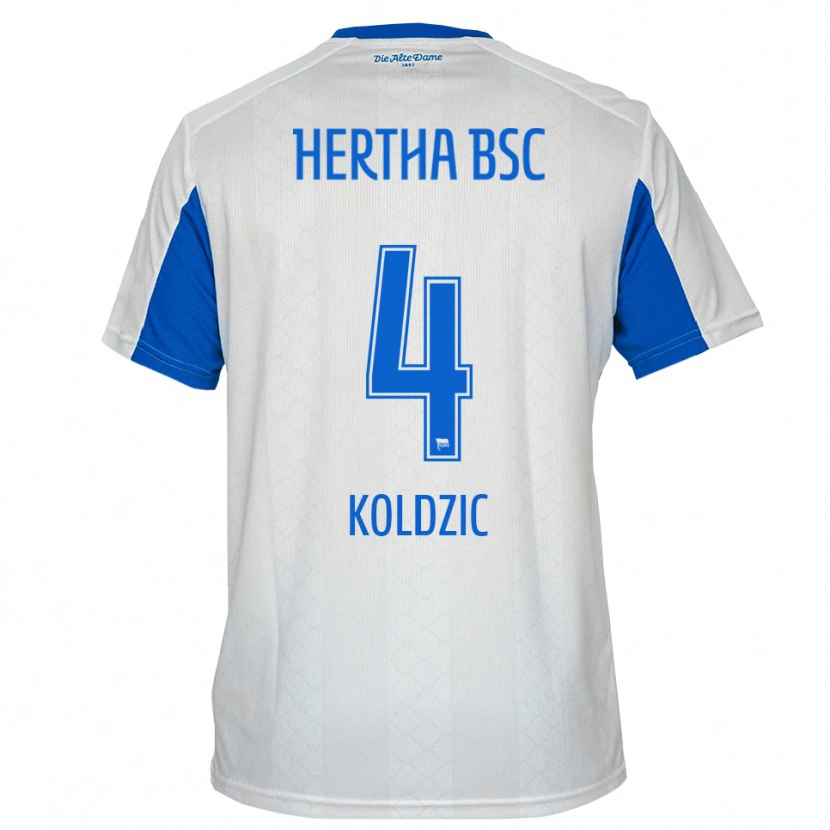 Danxen Niño Camiseta Denis Koldzic #4 Blanco Azul 2ª Equipación 2025/26 La Camisa