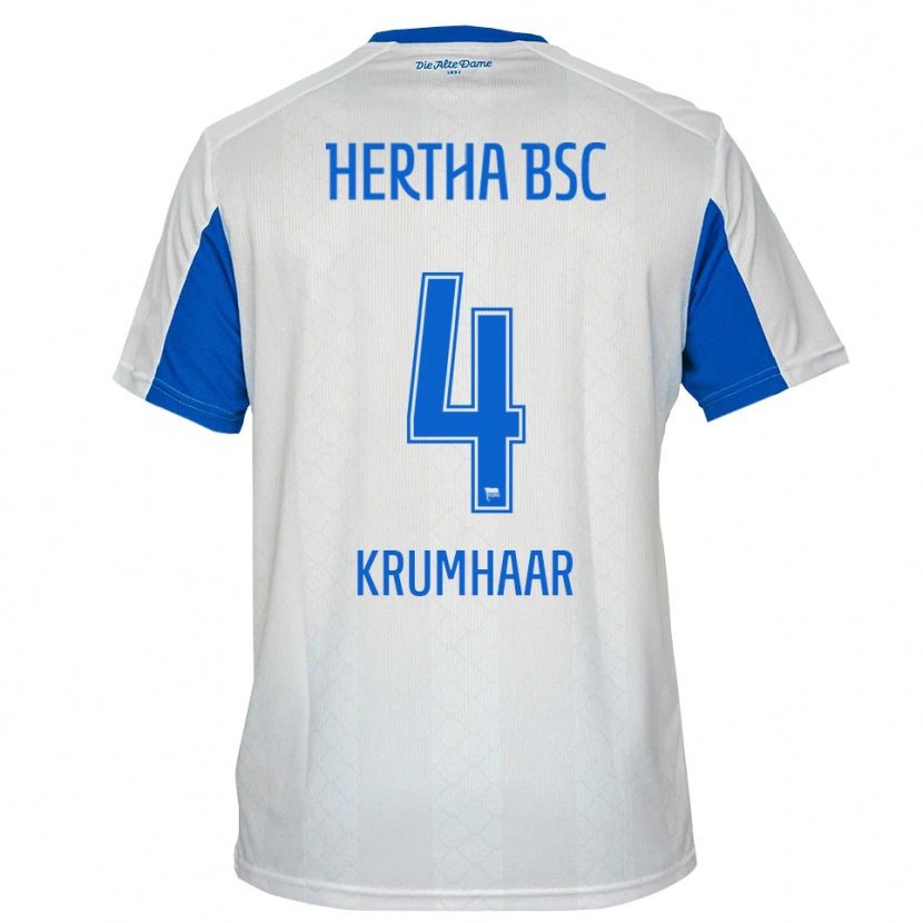 Danxen Niño Camiseta Marvin Krumhaar #4 Blanco Azul 2ª Equipación 2025/26 La Camisa
