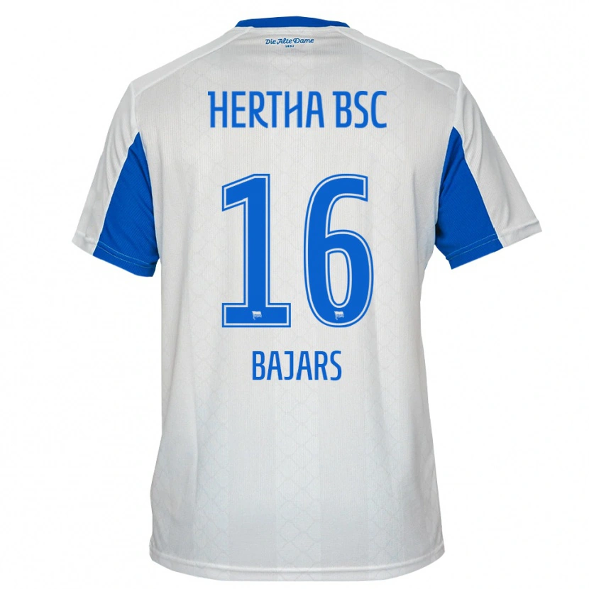 Danxen Niño Camiseta Marko Bajars #16 Blanco Azul 2ª Equipación 2025/26 La Camisa