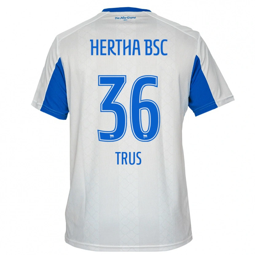 Danxen Niño Camiseta Luis Trus #36 Blanco Azul 2ª Equipación 2025/26 La Camisa