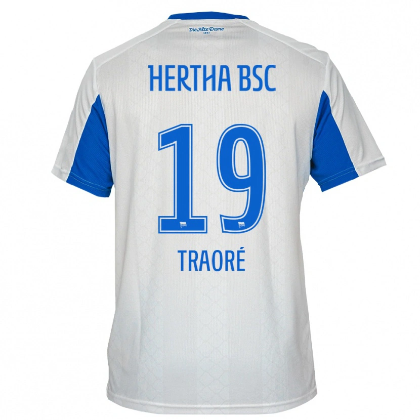 Danxen Niño Camiseta Anthony Traoré #19 Blanco Azul 2ª Equipación 2025/26 La Camisa
