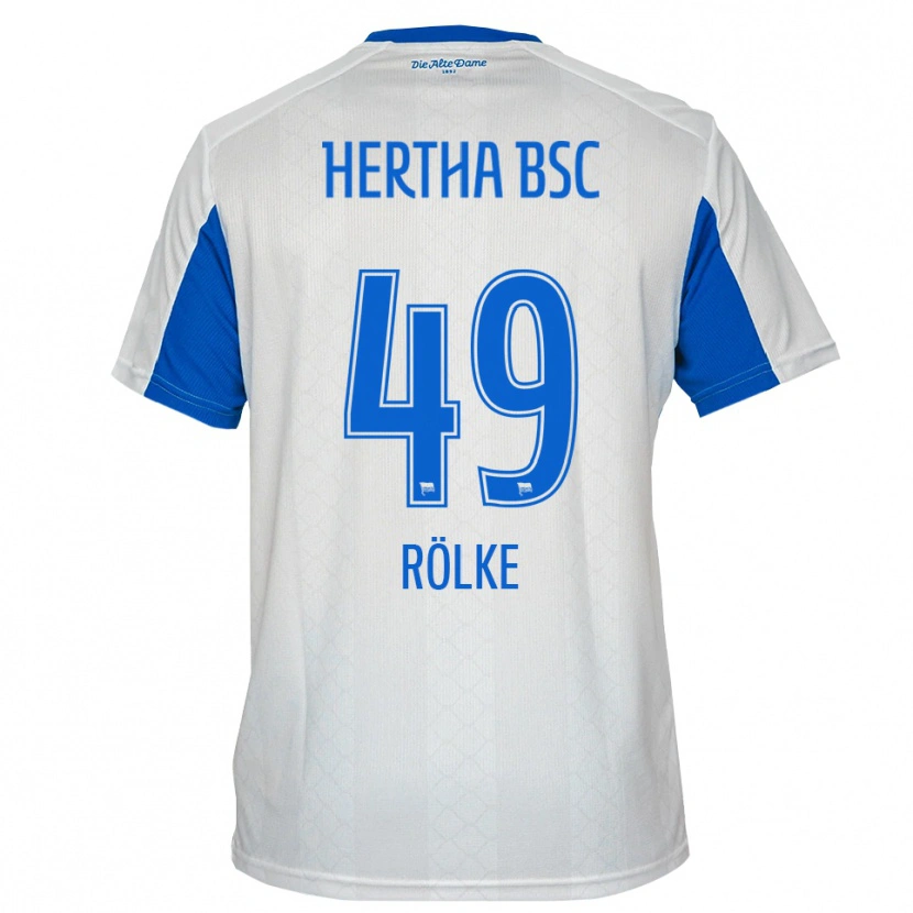 Danxen Niño Camiseta Oliver Rölke #49 Blanco Azul 2ª Equipación 2025/26 La Camisa