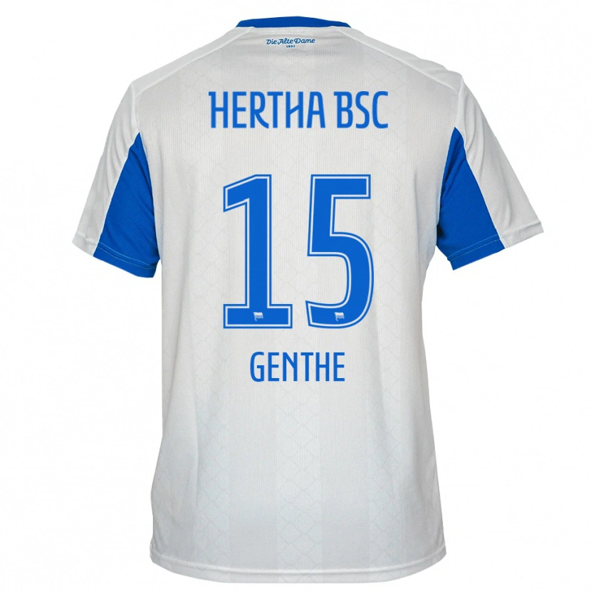 Danxen Niño Camiseta Lilli Genthe #15 Blanco Azul 2ª Equipación 2025/26 La Camisa