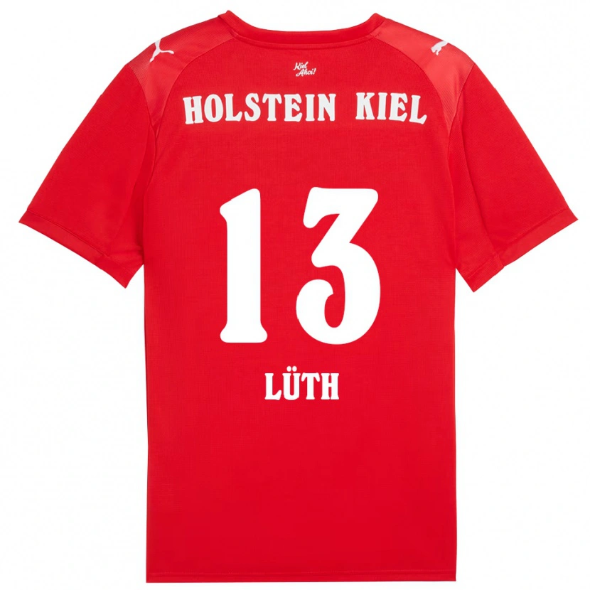 Danxen Niño Camiseta Felix Lüth #13 Rojo Azul 2ª Equipación 2025/26 La Camisa