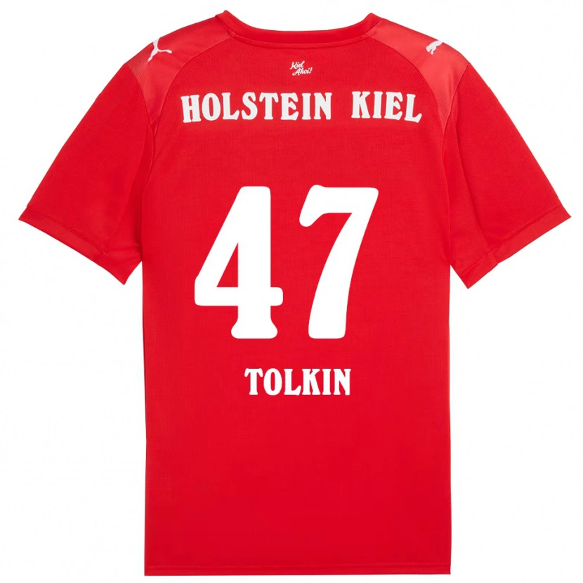 Danxen Niño Camiseta John Tolkin #47 Rojo Azul 2ª Equipación 2025/26 La Camisa