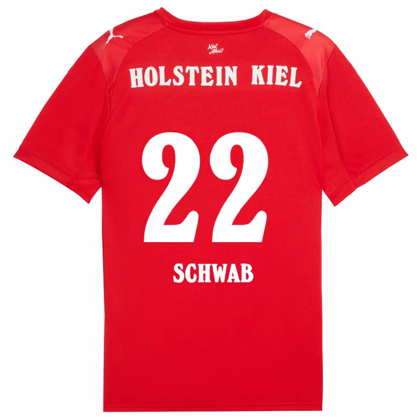 Danxen Niño Camiseta Stefan Schwab #22 Rojo Azul 2ª Equipación 2025/26 La Camisa