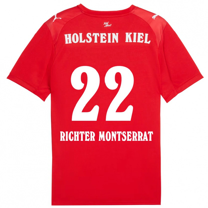 Danxen Niño Camiseta Mark Richter Montserrat #22 Rojo Azul 2ª Equipación 2025/26 La Camisa