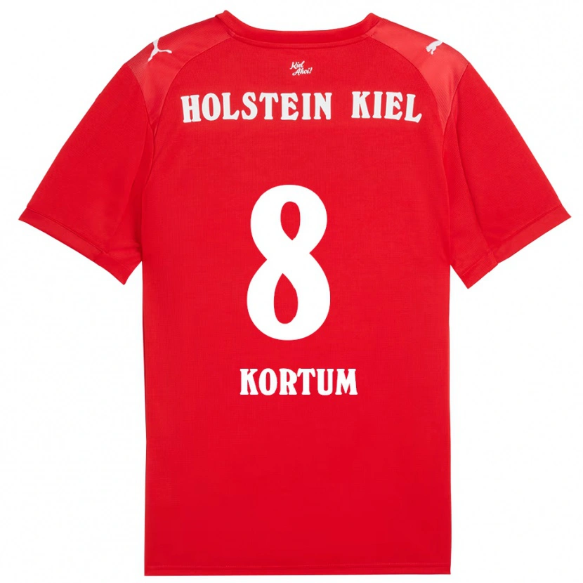 Danxen Niño Camiseta Kevin Kortum #8 Rojo Azul 2ª Equipación 2025/26 La Camisa
