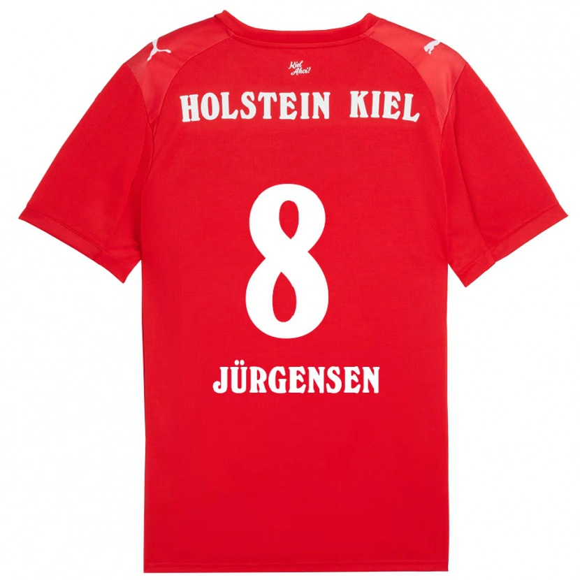 Danxen Niño Camiseta Ronja Jürgensen #8 Rojo Azul 2ª Equipación 2025/26 La Camisa