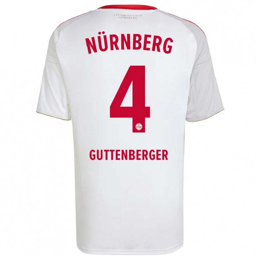Danxen Niño Camiseta Luisa Guttenberger #4 Blanco Rojo 2ª Equipación 2025/26 La Camisa