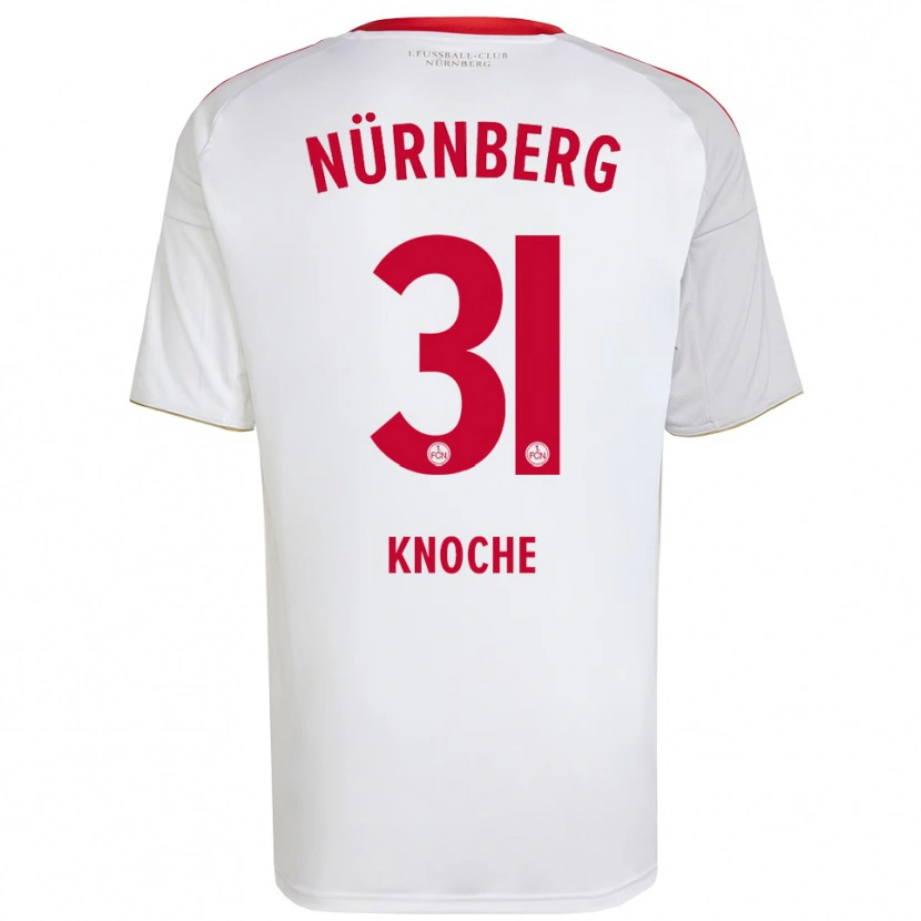 Danxen Niño Camiseta Robin Knoche #31 Blanco Rojo 2ª Equipación 2025/26 La Camisa