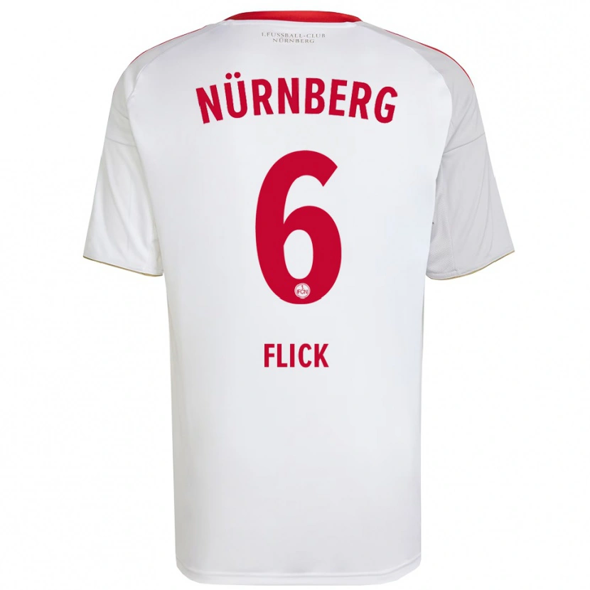 Danxen Niño Camiseta Florian Flick #6 Blanco Rojo 2ª Equipación 2025/26 La Camisa