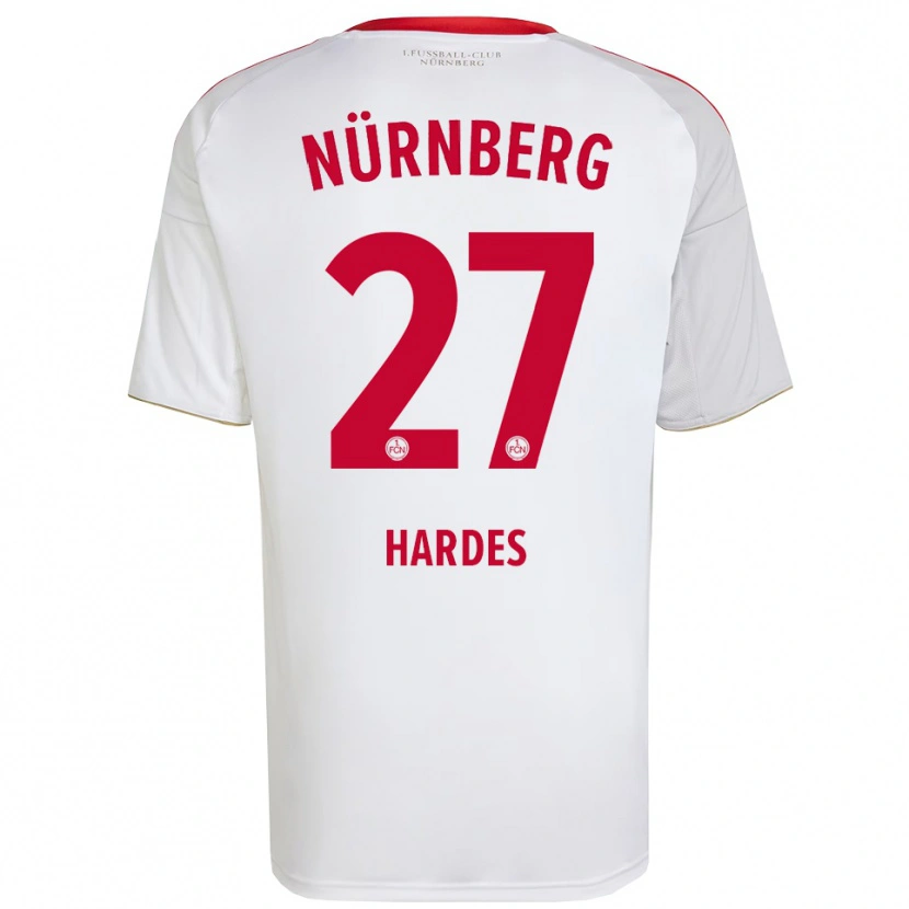 Danxen Niño Camiseta Aaron Hardes #27 Blanco Rojo 2ª Equipación 2025/26 La Camisa