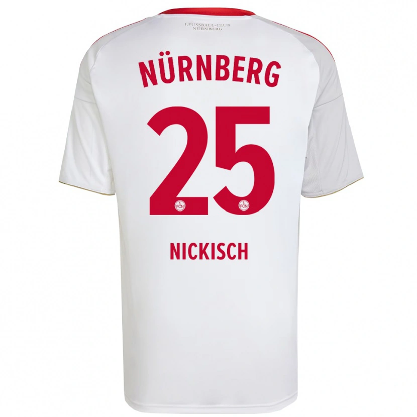 Danxen Niño Camiseta Justus Nickisch #25 Blanco Rojo 2ª Equipación 2025/26 La Camisa