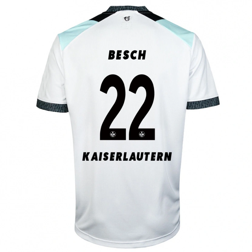 Danxen Niño Camiseta Philipp Besch #22 Blanco Negro 2ª Equipación 2025/26 La Camisa