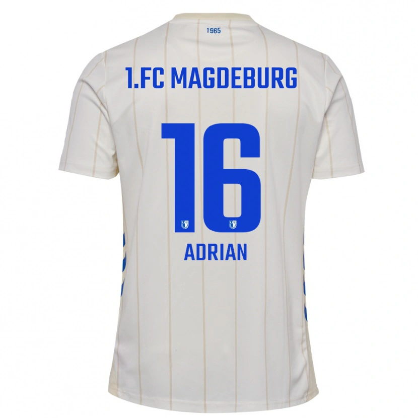 Danxen Niño Camiseta Max Adrian #16 Blanco Azul 2ª Equipación 2025/26 La Camisa