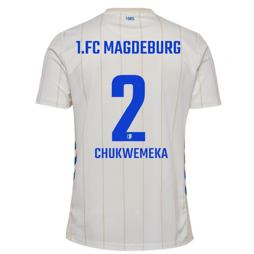 Danxen Niño Camiseta Stancy Chukwemeka #2 Blanco Azul 2ª Equipación 2025/26 La Camisa