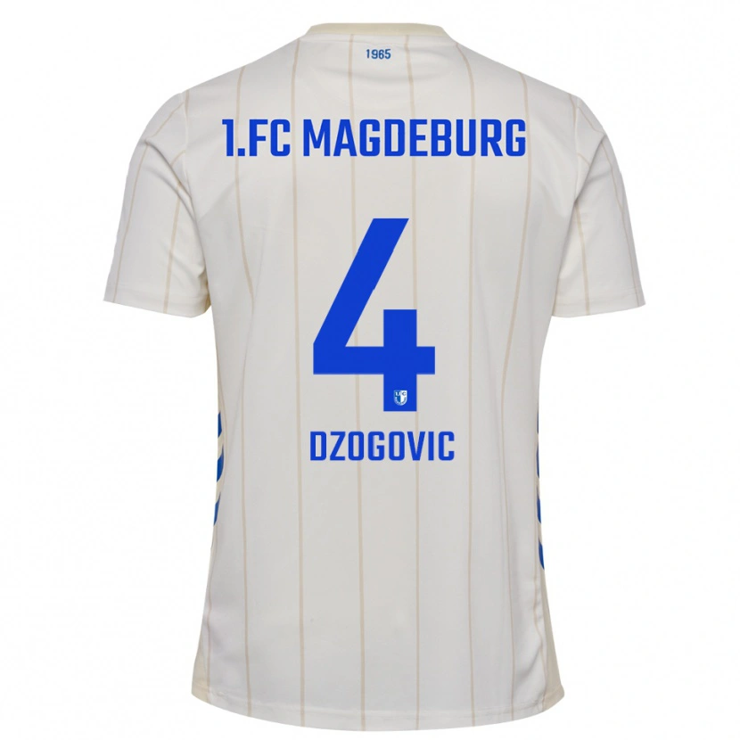 Danxen Niño Camiseta Eldin Dzogovic #4 Blanco Azul 2ª Equipación 2025/26 La Camisa