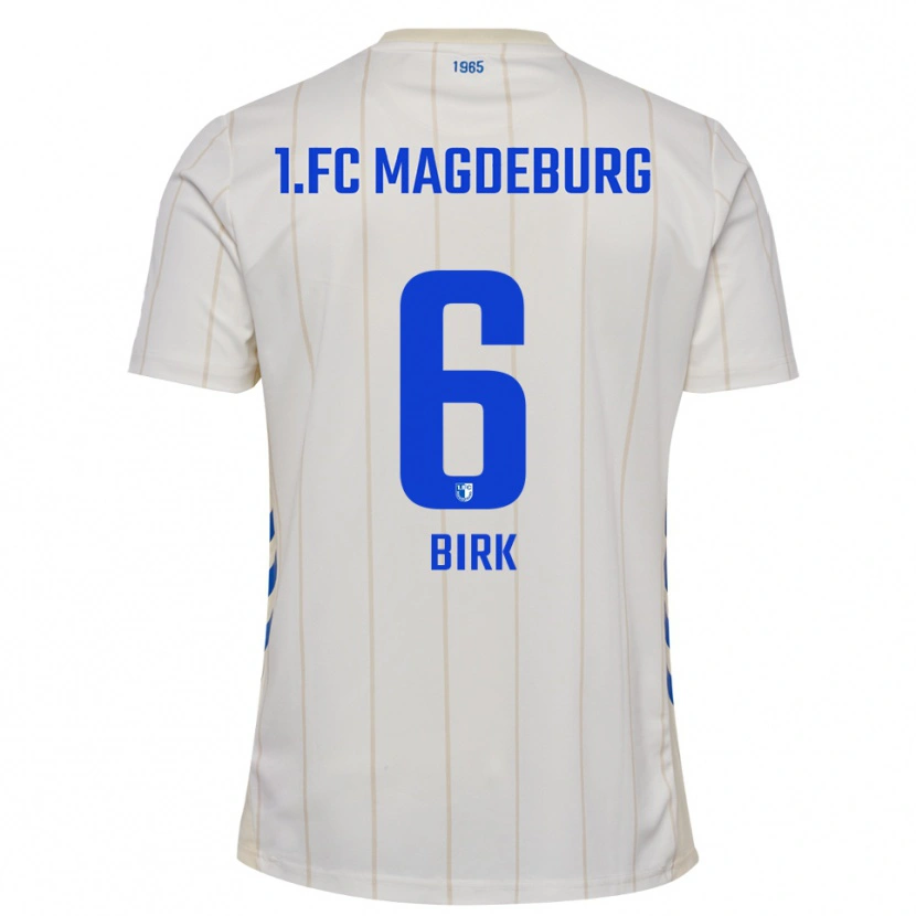 Danxen Niño Camiseta Timo Birk #6 Blanco Azul 2ª Equipación 2025/26 La Camisa