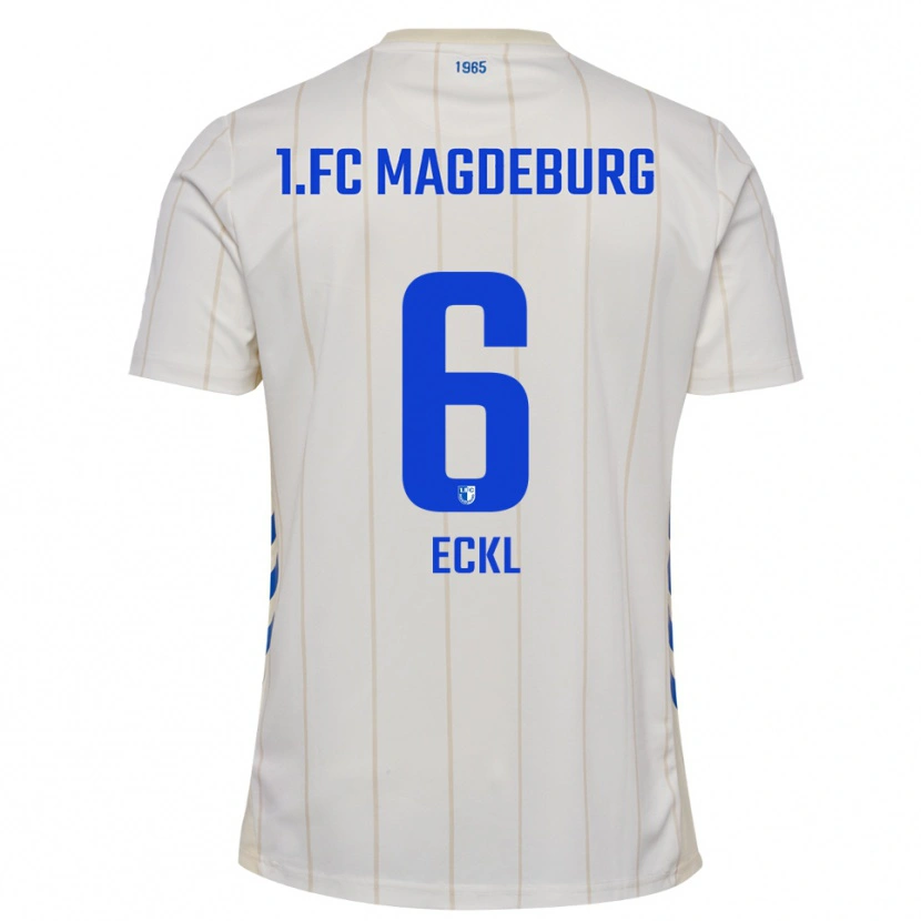 Danxen Niño Camiseta Hanna Eckl #6 Blanco Azul 2ª Equipación 2025/26 La Camisa