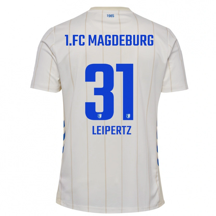 Danxen Niño Camiseta Robert Leipertz #31 Blanco Azul 2ª Equipación 2025/26 La Camisa