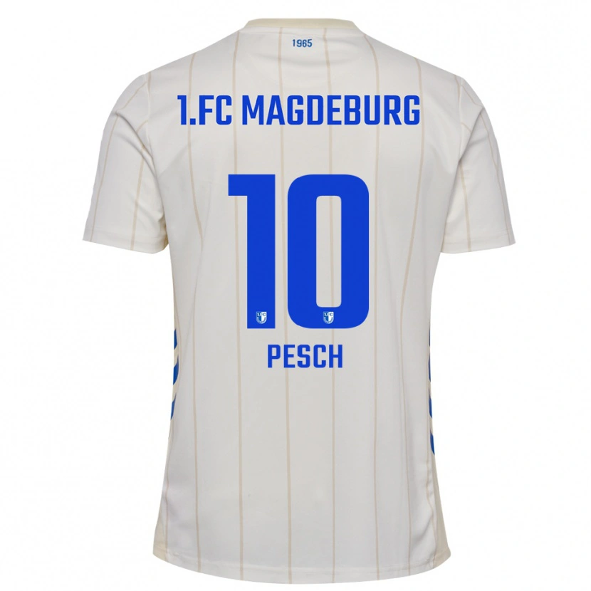 Danxen Niño Camiseta Noah Pesch #10 Blanco Azul 2ª Equipación 2025/26 La Camisa