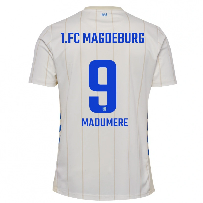 Danxen Niño Camiseta Kingsley Madumere #9 Blanco Azul 2ª Equipación 2025/26 La Camisa