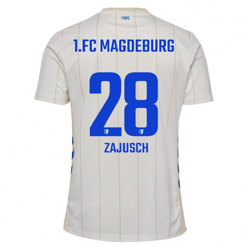 Danxen Niño Camiseta Marcel Zajusch #28 Blanco Azul 2ª Equipación 2025/26 La Camisa