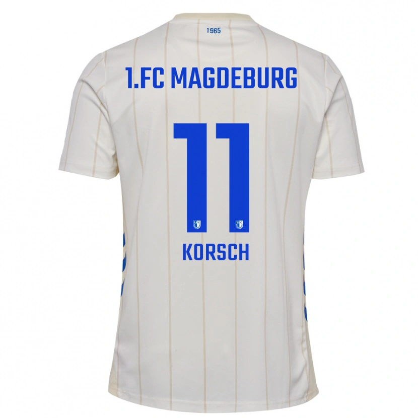 Danxen Niño Camiseta Stefan Korsch #11 Blanco Azul 2ª Equipación 2025/26 La Camisa