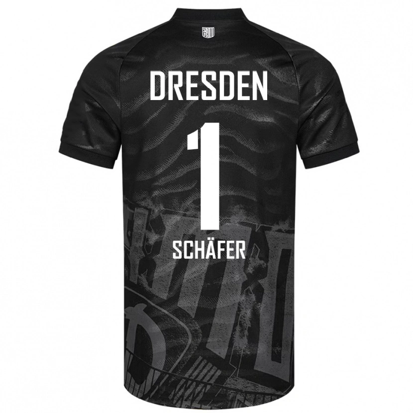 Danxen Niño Camiseta Moritz Schäfer #1 Negro Gris 2ª Equipación 2025/26 La Camisa