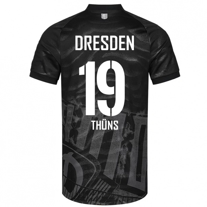 Danxen Niño Camiseta Louis Thüns #19 Negro Gris 2ª Equipación 2025/26 La Camisa