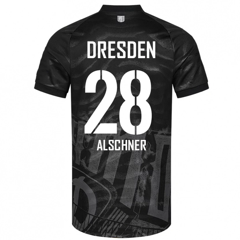 Danxen Niño Camiseta Felix Alschner #28 Negro Gris 2ª Equipación 2025/26 La Camisa