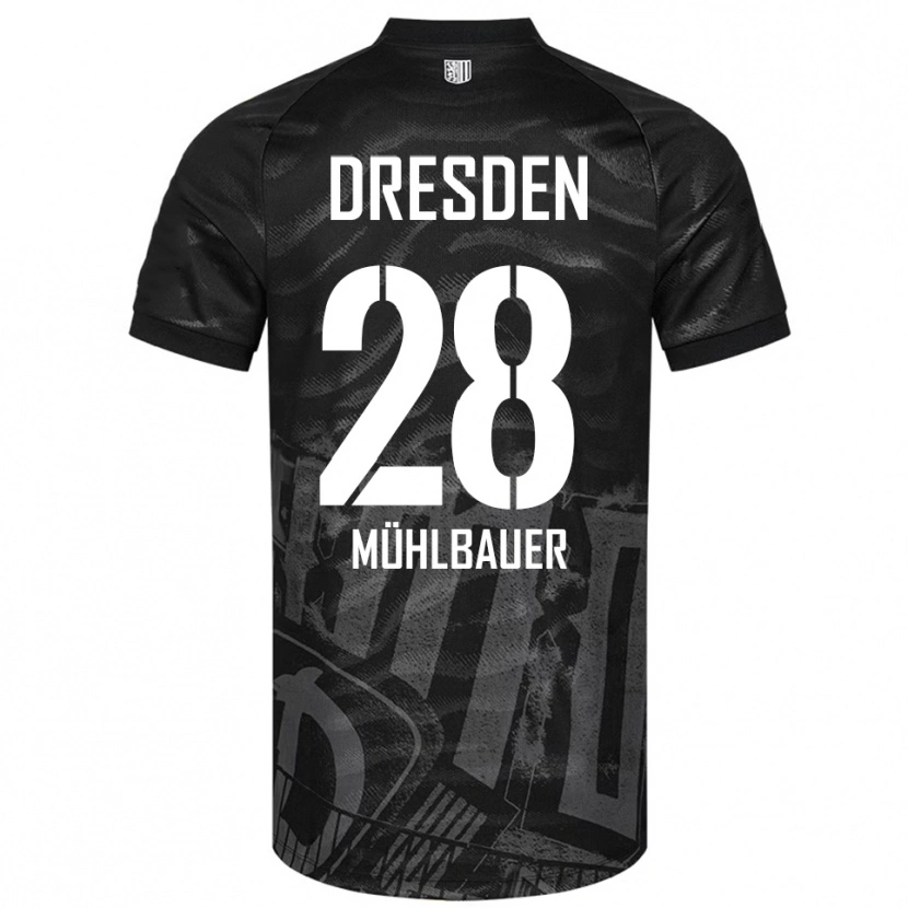 Danxen Niño Camiseta Aron Mühlbauer #28 Negro Gris 2ª Equipación 2025/26 La Camisa
