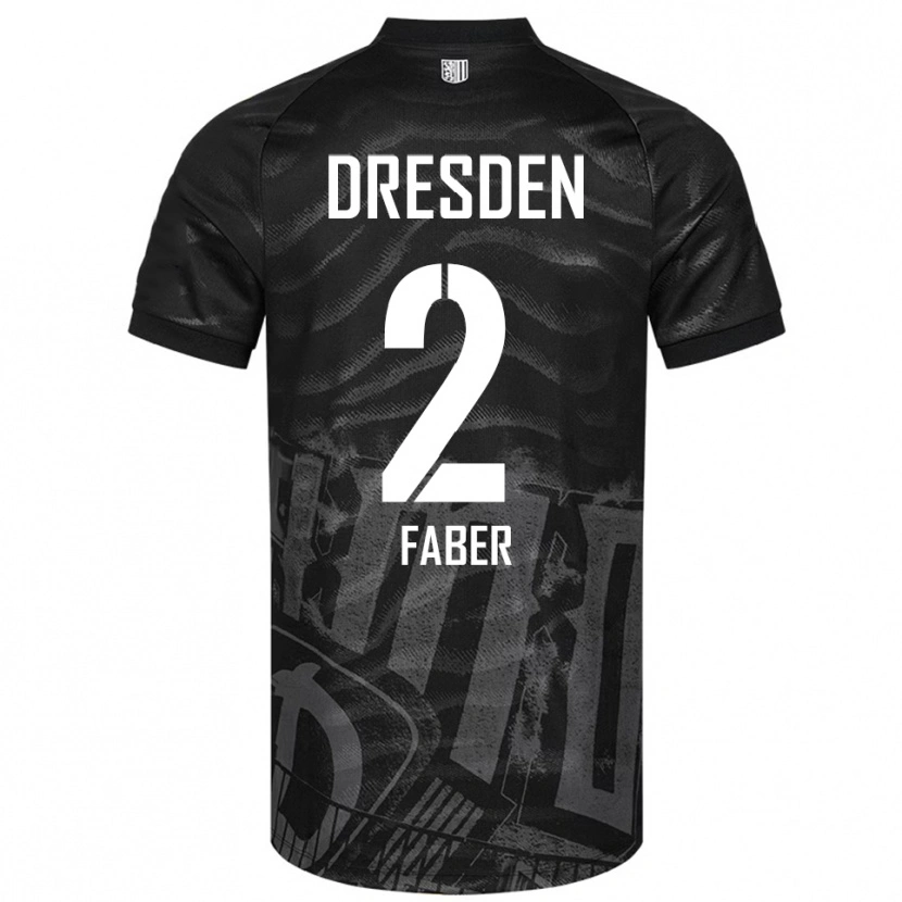 Danxen Niño Camiseta Konrad Faber #2 Negro Gris 2ª Equipación 2025/26 La Camisa