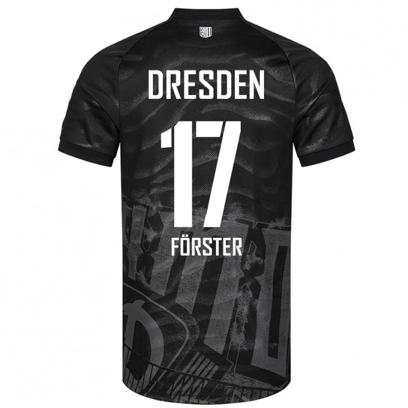 Danxen Niño Camiseta Collin Förster #17 Negro Gris 2ª Equipación 2025/26 La Camisa
