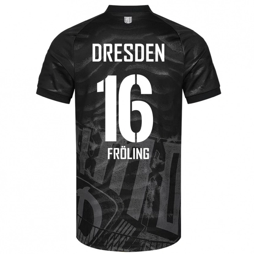 Danxen Niño Camiseta Nils Fröling #16 Negro Gris 2ª Equipación 2025/26 La Camisa